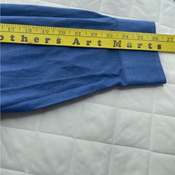 Alfani Mens Blue Iron Free Dress Shirt XL 17-1/2 blue long sleeve 100% cotton - Picture 7 of 9